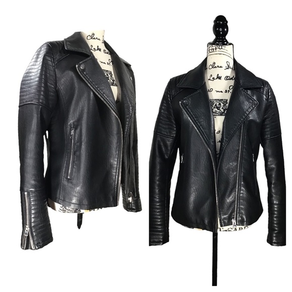 TOPSHOP - Faux Leather Moto Jacket -Size 8 - Picture 15 of 16